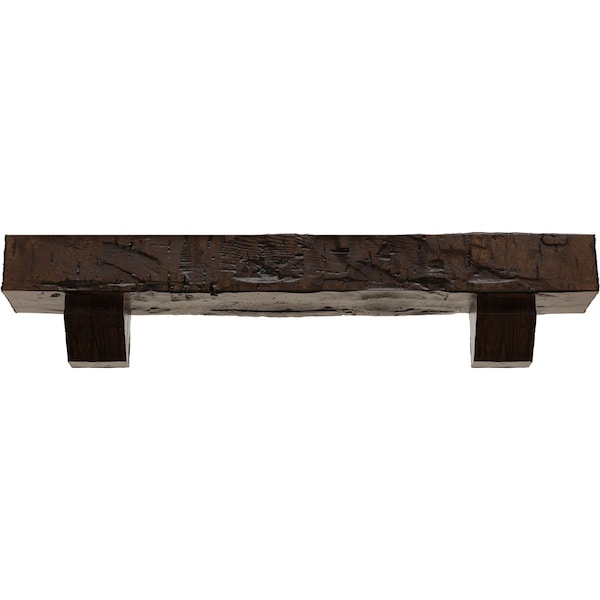 Kit W/ Ashford Corbels, Premium Aged, 4H  X 6D X 72W Hand Hewn Faux Wood Fireplace ManteL